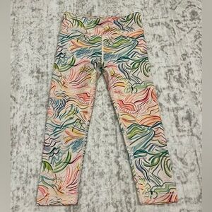 Athleta girl small/7 high rise printed chit chat capri VGUC